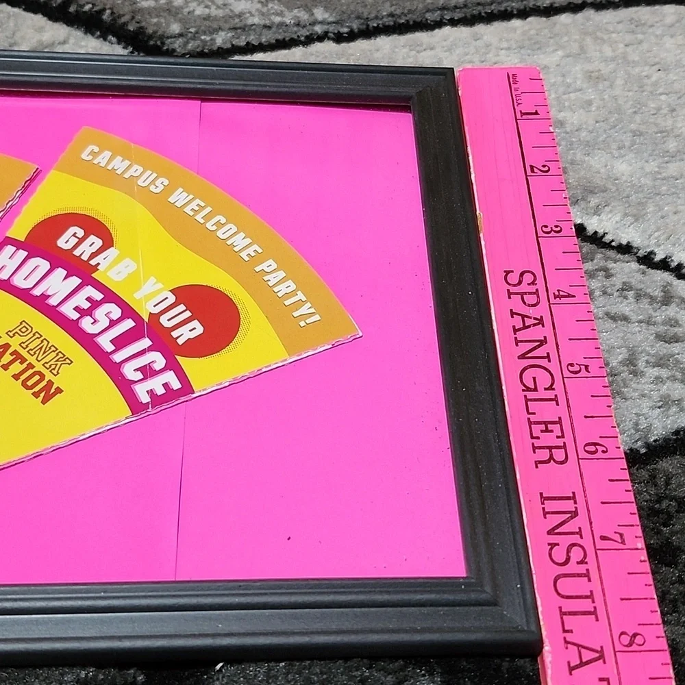 VINTAGE VS PINK FRAMED PROMOTIONAL ADVERTISING PINK NATION PIZZA PARTY WALL ART